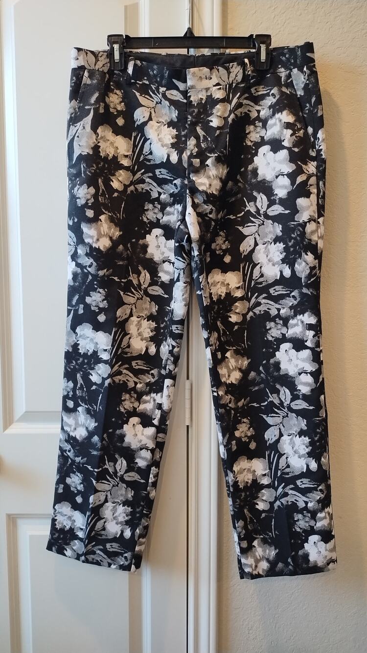INC International Concepts slim fit Flower Pants black and white SZ 30W/33L